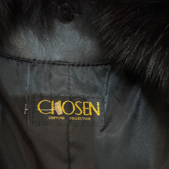 Leather Blazer with Removable Mink Collar. Size M - Picture 7 of 9